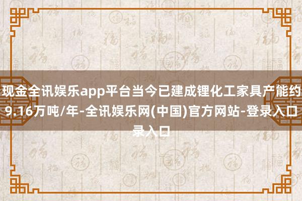 现金全讯娱乐app平台当今已建成锂化工家具产能约9.16万吨/年-全讯娱乐网(中国)官方网站-登录入口